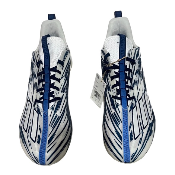 [GZ6912] Adidas Mens Adizero Cleats “White Team Navy Blue” Football Cleats - Picture 3 of 6